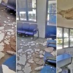 Imagens enviadas ao Jornal O DEBATE mostram como ficou o setor após parte do revestimento do teto cair – Reprodução