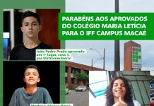 Educação comemora alunos aprovados em 1º lugar para o IFF-Macaé